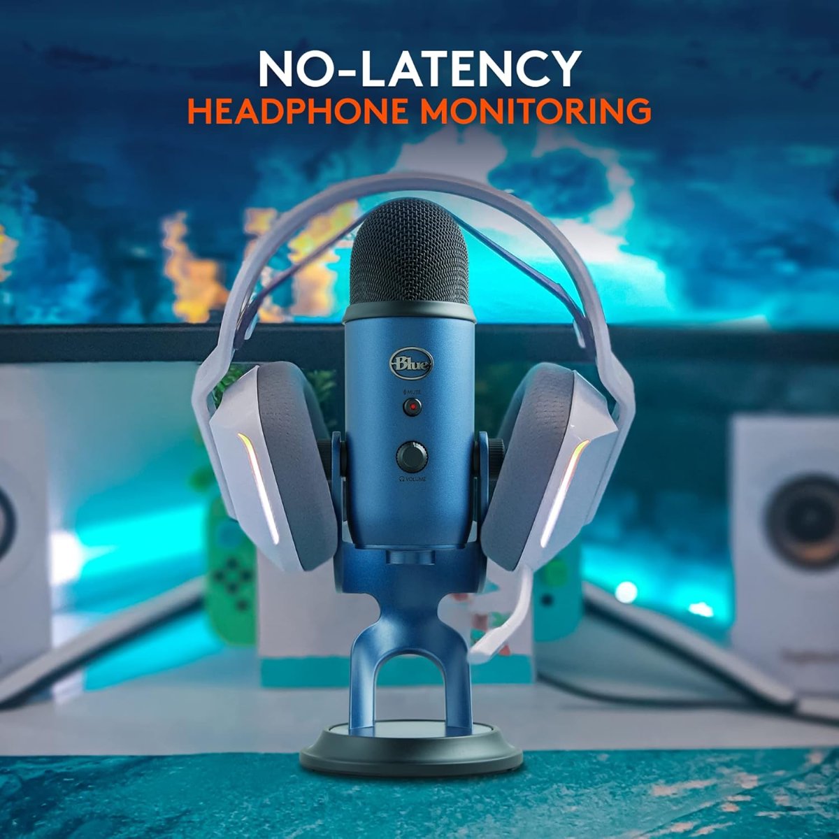 blue yeti usb microphone for recording, streaming, gaming, podcasting on pc and mac, condenser mic for laptop or computer with blue vo!ce effects, adjustable stand, plug and play - midnight