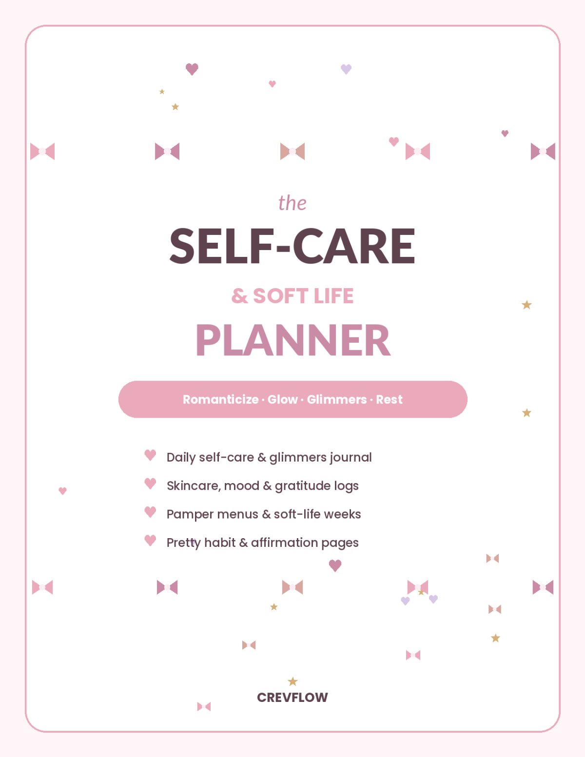 coquette planner printable – pink self-care planner, soft life journal & aesthetic habit tracker