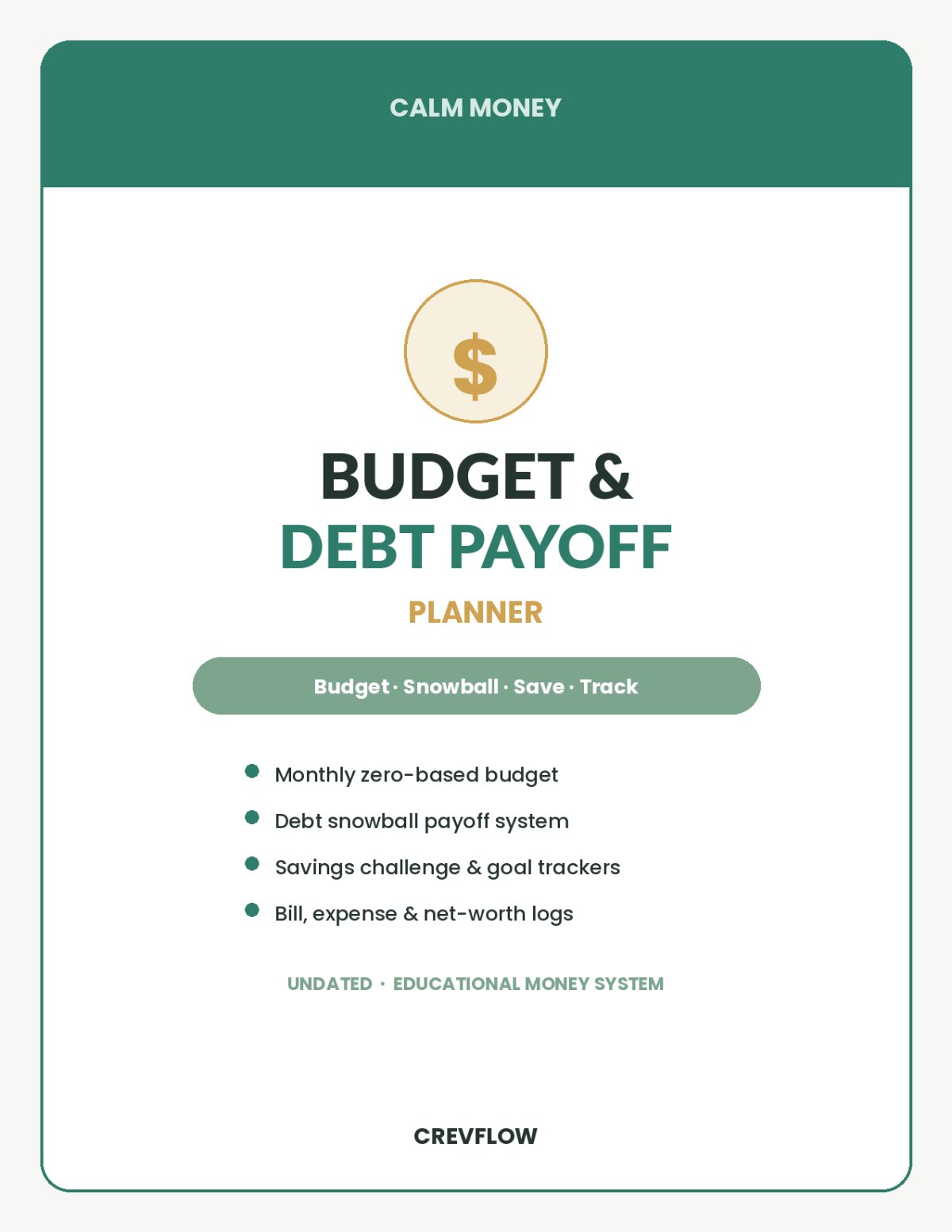 budget planner printable – debt snowball tracker, monthly budget book & savings challenge planner
