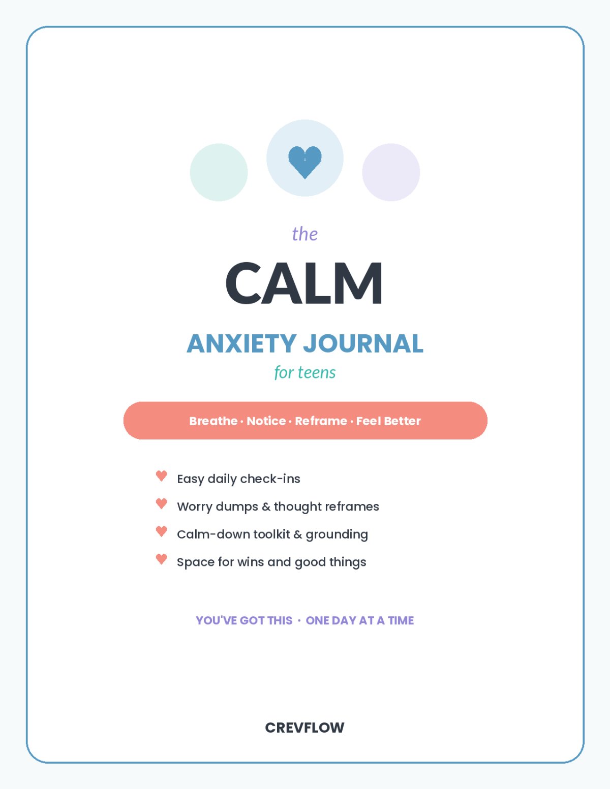 anxiety journal for teens printable – mental health workbook with coping skills & cbt reflection pages