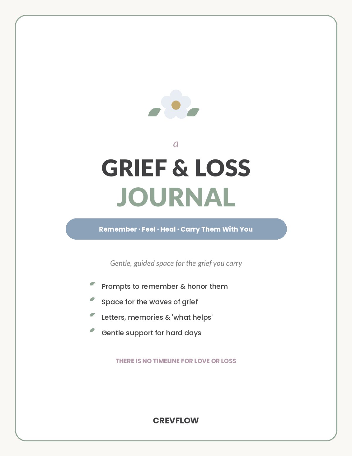 grief journal printable – guided bereavement journal for loss, healing, reflection & memories