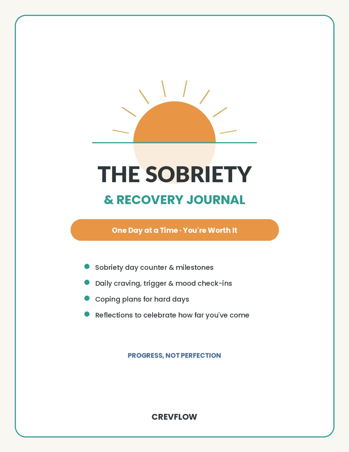 sobriety journal printable – sober tracker, recovery journal & addiction recovery workbook